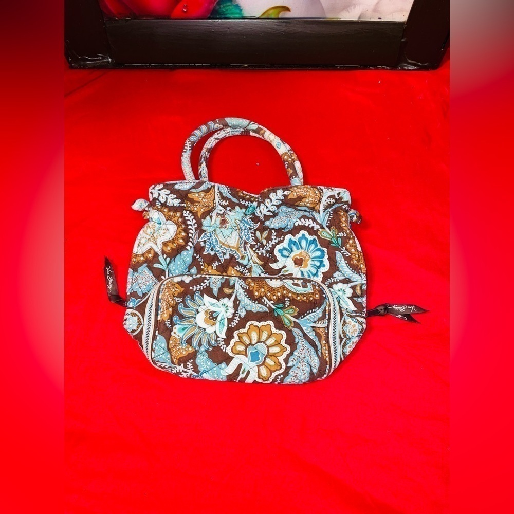 NWOT VERA BRADLEY BOHO RETIRED NON-ZIP JAVA BLUE/CHOCOLATE PAISLEY SMALL… - Picture 5 of 16
